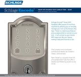 Schlage Encode Smart WiFi Deadbolt with Camelot Trim in Satin Nickel (BE489WB CAM 619)