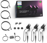 Philips Hue Lily White & Color Outdoor Spot Light Base kit (Hue Hub required), 3 Spot Lights with power supply + mount, Works with Alexa, HomeKit & Google Assistant