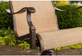 Monaca 7-Piece Cast Aluminum Outdoor Patio Dining Set, 6 Sling Swivel Rocker Chairs and 40"x68 Tile Top Rectangle Table, Brushed Bronze Finish with Tan Sling, Rust-Resistant, MONDN7PCSW-6