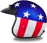 Daytona Helmets Motorcycle Open Face Helmet Cruiser- Captain America 100% DOT Approved