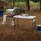 Folding Tailgate Camp Table with Grill Rack, White