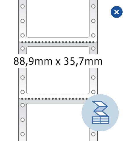 Continuous computer labels, 88,9 x 35,7 mm, 1 row, white, permanent adhesion (8161)