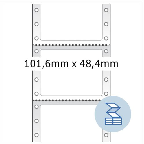 Continuous computer labels, 101,6 x 48,4 mm, 1 row, white, permanent adhesion (8163)