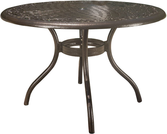 Phoenix Cast Aluminum Round Table, Hammered Bronze