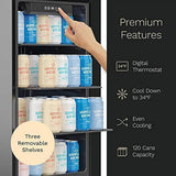 hOmeLabs Beverage Refrigerator and Cooler – 120 Can Mini Fridge with Glass Door for Soda Beer or Wine – Small Drink Dispenser Machine for Office or Bar with Adjustable Removable Shelves