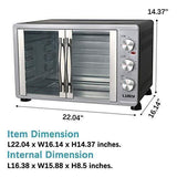 Luby Large Toaster Oven Countertop French Door Designed, 18 Slices, 14” pizza, 20lb Turkey, Silver