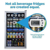 NewAir Beverage Refrigerator Cooler with 126 Can Capacity – Mini Bar Beer Fridge with Right Hinge Glass Door – Cools to 34F – AB-1200 – Stainless Steel