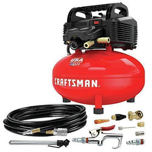 Craftsman Air Compressor, 6 Gallon, Pancake, Oil-Free with 13 Piece Accessory Kit (CMEC6150K)