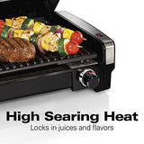 Hamilton Beach Electric Indoor Searing Grill with Viewing Window and Removable Easy-to-Clean Nonstick Plate, 6-Serving, Extra-Large Drip Tray, Stainless Steel (25361)