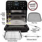 NuWave Brio 15.5-Quart Large Capacity Air Fryer + Grill; Probe; 2 Stainless Steel Racks; Drip Tray; Rotisserie Kit; Sear, Stage, Preheat, Rotisserie