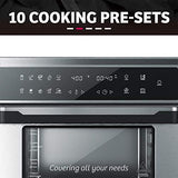 ignited Air Fryer Toaster Oven 26.4 Quart Family Size Large Capacity Oven For Bake Broil Pizza Roast Toast Dehydrate with Accessories and Recipe Book (Silver)