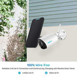 Outdoor Security Camera System Wireless, Solar Battery Powered, 1080p Wirefree Waterproof 2-Way Audio Night Vision w/ PIR Motion Sensor, Support Alexa/Google Assistant, REOLINK Argus Eco+Solar Panel