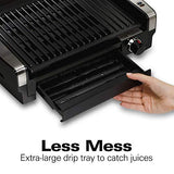 Hamilton Beach Electric Indoor Searing Grill with Viewing Window and Removable Easy-to-Clean Nonstick Plate, 6-Serving, Extra-Large Drip Tray, Stainless Steel (25361)