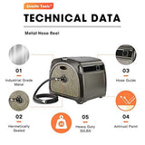 Giraffe Metal Hose Reel Box, Heavy Duty Retractable Garden Hose Reel Hideaway with Crank Handle, 130ft Hose Capacity