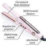 L’Ange Hair Le Rêve Blush Titanium Straightener – 2 in 1 Ceramic Hair Straightener – Titanium Hair Straightener with Dual Voltage – Ionic Straightener with Digital Display – 1“ Plate, MSRP $179.00