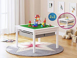 UTEX 2 in 1 Kids Construction Play Table with Storage Drawers and Built in Plate (White)