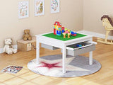 UTEX 2 in 1 Kids Construction Play Table with Storage Drawers and Built in Plate (White)