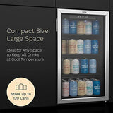 hOmeLabs Beverage Refrigerator and Cooler – 120 Can Mini Fridge with Glass Door for Soda Beer or Wine – Small Drink Dispenser Machine for Office or Bar with Adjustable Removable Shelves