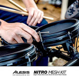 Alesis Drums Nitro Mesh Kit – Eight Piece All Mesh Electronic Drum Kit With Super Solid Aluminum Rack, 385 Sounds, 60 Play Along Tracks, Connection Cables, Drum Sticks & Drum Key Included