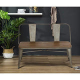 Erommy Metal Bench Industrial Mid-Century 2 Person Chair with Wood Seat,Dining Bench with Floor Protector