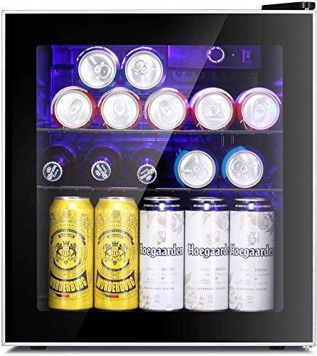 Antarctic Star Mini Fridge Cooler – 60 Can Beverage Refrigerator Glass Door for Beer Soda or Wine – Glass Door Small Drink Dispenser Machine Clear Front Removable for Home, Office or Bar, 1.6cu.ft