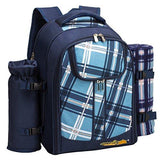 apollo walker Picnic Backpack Bag for 2 Person with Cooler Compartment, Detachable Bottle/Wine Holder, Fleece Blanket, Plates and Cutlery (Blue)