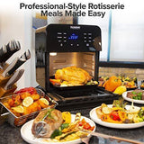 NuWave Brio 15.5-Quart Large Capacity Air Fryer + Grill; Probe; 2 Stainless Steel Racks; Drip Tray; Rotisserie Kit; Sear, Stage, Preheat, Rotisserie