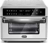 ignited Air Fryer Toaster Oven 26.4 Quart Family Size Large Capacity Oven For Bake Broil Pizza Roast Toast Dehydrate with Accessories and Recipe Book (Silver)