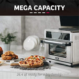 ignited Air Fryer Toaster Oven 26.4 Quart Family Size Large Capacity Oven For Bake Broil Pizza Roast Toast Dehydrate with Accessories and Recipe Book (Silver)