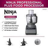 Ninja BN601 Professional Plus Food Processor 1000-Peak-Watts with Auto-iQ Preset Programs Chop Puree Dough Slice Shred with a 9-Cup Capacity and a Silver Stainless Finish