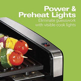 Hamilton Beach Electric Indoor Searing Grill with Viewing Window and Removable Easy-to-Clean Nonstick Plate, 6-Serving, Extra-Large Drip Tray, Stainless Steel (25361)