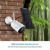 Outdoor Security Camera System Wireless, Solar Battery Powered, 1080p Wirefree Waterproof 2-Way Audio Night Vision w/ PIR Motion Sensor, Support Alexa/Google Assistant, REOLINK Argus Eco+Solar Panel