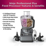Ninja BN601 Professional Plus Food Processor 1000-Peak-Watts with Auto-iQ Preset Programs Chop Puree Dough Slice Shred with a 9-Cup Capacity and a Silver Stainless Finish