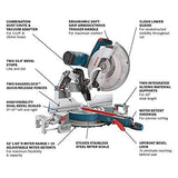 BOSCH Power Tools GCM12SD – 15 Amp 12 Inch Corded Dual-Bevel Sliding Glide Miter Saw with 60 Tooth Saw Blade , Blue