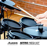 Alesis Drums Nitro Mesh Kit – Eight Piece All Mesh Electronic Drum Kit With Super Solid Aluminum Rack, 385 Sounds, 60 Play Along Tracks, Connection Cables, Drum Sticks & Drum Key Included