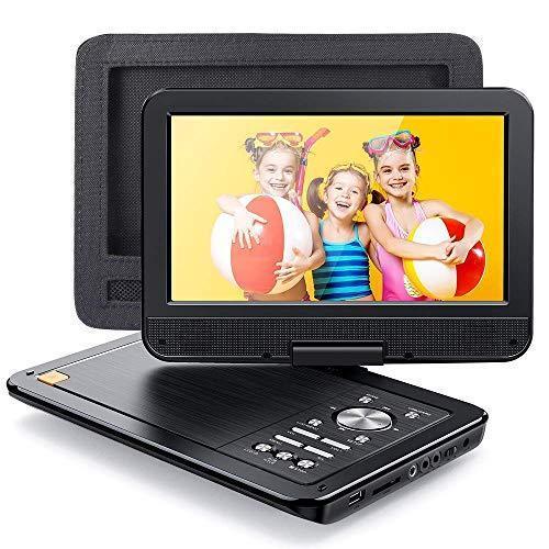 APEMAN 2021 Upgrade 12.5′′ Portable DVD Player with 10.5′′ HD Swivel Screen, 6 Hour Rechargeable Battery for Car/Kids, Car Headrest Mount Case, Support USB/SD Card/Sync TV and Multiple Disc Formats