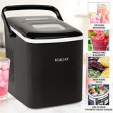 Igloo ICEB26HNBK Automatic Self-Cleaning Portable Electric Countertop Ice Maker Machine With Handle, 26 Pounds in 24 Hours, 9 Ice Cubes Ready in 7 minutes, With Ice Scoop and Basket,Black