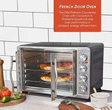 Elite Gourmet ETO-4510M Double French Door Countertop Convection Toaster Oven, Bake Broil Toast Rotisserie Keep Warm 12′′-14′′ pizza 2 Racks, 18-Slice, 45 L, Stainless Steel & Black