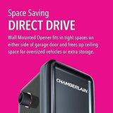 Chamberlain Smart Garage Door Opener – Wall Mounted – myQ Smartphone Controlled – Ultra Quiet Space Saving Direct Drive, Model RJO20, Black