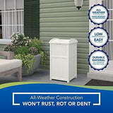 Suncast 33 Gallon Hideaway Trash Can for Patio – Resin Outdoor Trash with Lid – Use in Backyard, Deck, or Patio – White, Model:GHW1732WH