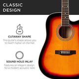 Best Choice Products 41in Full Size Beginner All Wood Cutaway Acoustic Guitar Starter Set with Case, Strap, Capo, Strings, Picks, Tuner – Sunburst