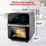 NuWave Brio 15.5-Quart Large Capacity Air Fryer + Grill; Probe; 2 Stainless Steel Racks; Drip Tray; Rotisserie Kit; Sear, Stage, Preheat, Rotisserie
