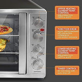 Elite Gourmet ETO-4510M Double French Door Countertop Convection Toaster Oven, Bake Broil Toast Rotisserie Keep Warm 12′′-14′′ pizza 2 Racks, 18-Slice, 45 L, Stainless Steel & Black