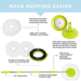 MOPNADO – Deluxe Stainless Steel Rolling Spin Mop System with 2 Replacement Microfiber Mop Heads and Brush Attachment – Walkable with Wheels – Perfect For All Floor Types – Multipurpose Home Use