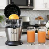 Vinci Hands-Free Electric Citrus Juicer 1-Button Easy Press Lemon Lime Orange Grapefruit Juice Squeezer Easy to Clean Juicer Machine, Black/Stainless Steel