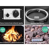 OKVAC 28′′ Propane Gas Fire Pit Table, 50,000 BTU Square Fire Bowl, Outdoor CSA Certification Fireplace with Auto Electric Ignition, 600D Waterproof Cover, Lava Rock, for Balcony/Garden/Patio/Courtyard