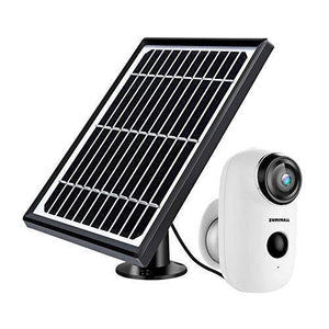 Security Camera Outdoor Wireless WiFi, ZUMIMALL Solar Powered Surveillance Camera with Rechargeable Battery, 1080P Night Vision, Motion Detection, 2-Way Audio, IP65 Waterproof, Cloud Storage/SD Slot