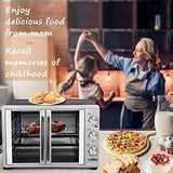 Luby Large Toaster Oven Countertop French Door Designed, 18 Slices, 14” pizza, 20lb Turkey, Silver