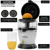 Vinci Hands-Free Electric Citrus Juicer 1-Button Easy Press Lemon Lime Orange Grapefruit Juice Squeezer Easy to Clean Juicer Machine, Black/Stainless Steel