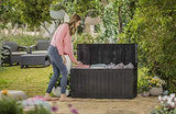 Keter Marvel Plus 71 Gallon Resin Outdoor Storage Box for Patio Furniture Cushion Storage, Brown